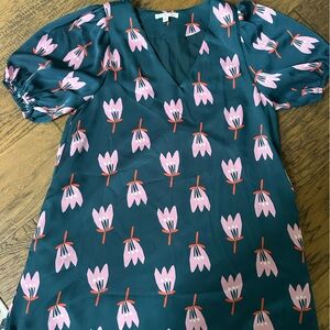 Karlie Teal Dress with Pink and Orange Floral Design